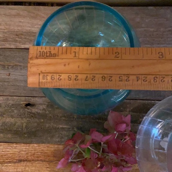 PartyLite “Santorini” Tealight Trio Candle Holders Clear Turquoise Navy Blue - Picture 7 of 10